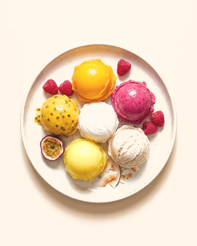 The Sorbets — platter of fruit sorbet scoops